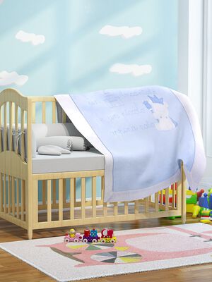 Blue And White Pram Blanket